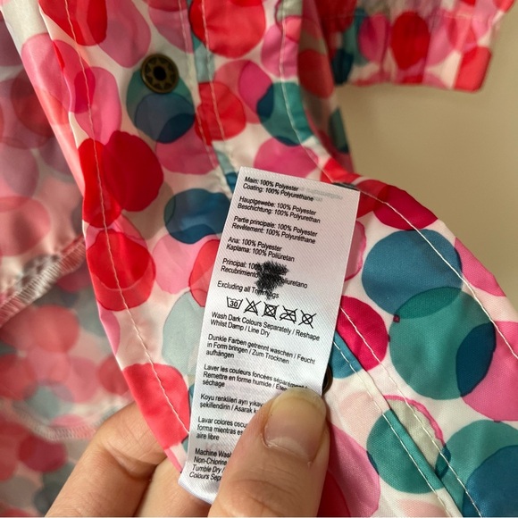 Joules girls 7-8 long cinch waist hooded rain jacket coat polka dot colourful - Picture 9 of 11